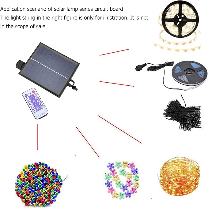 Replacement Solar Panel Automatic Adjustable Solar String Light Control Box with Remote Control Solar Lamp String Circuit Board (Output Boost 24V)