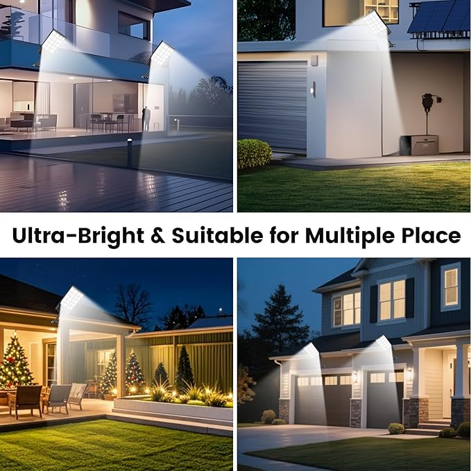 4 Pack 16 Large Solar Street Lights Outdoor Waterproof - Solar Powered Security Parking Lot Light Dusk to Dawn 60000LMMotion Sensor Commercial LED Solar Flood Lights Remote Control for Outside Yard