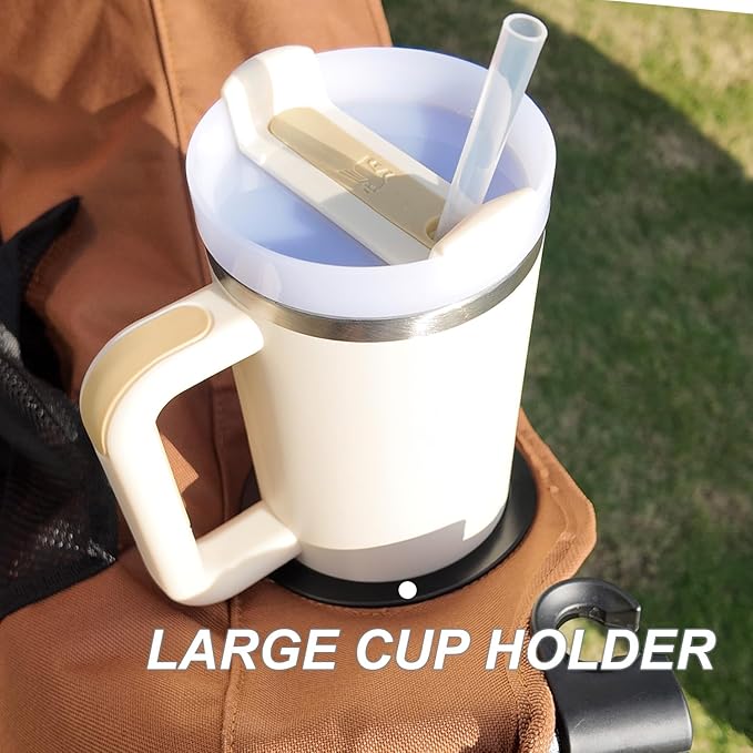 Oversized Camping Chairs for Adults Heavy Duty Padded Outdoor Folding Lawn Chair XL Camp Chair for Outside Sports Beach Fishing Garden Supports 500lbs Brown