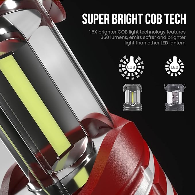 Lichamp LED Camping Lantern 4 Pack Battery Powered Flashlight for Power Outages Portable Collapsible Hanging Light Essential for Home Outdoor Emergency Lamp Survival Kit Gear for Hurricane I4AF