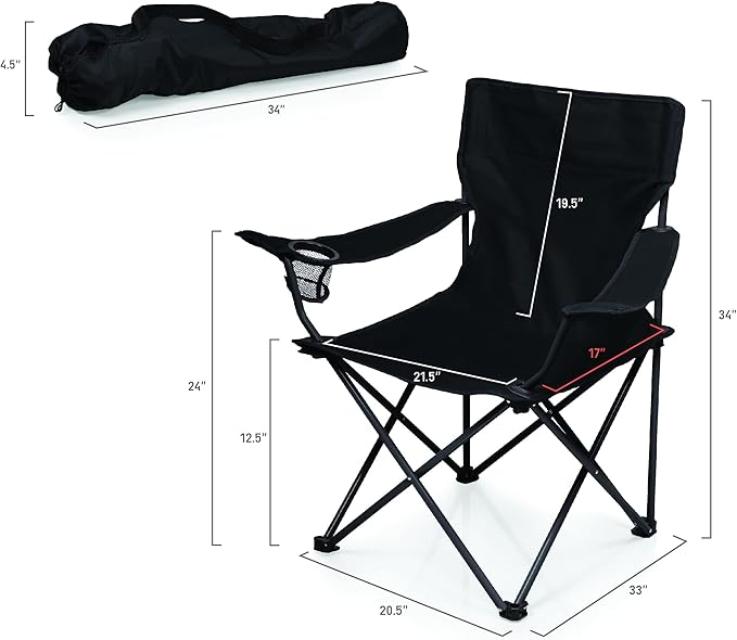Picnic TIME PTZ Camp Chair Picnic Chair Beach Chair with Carrying Bag