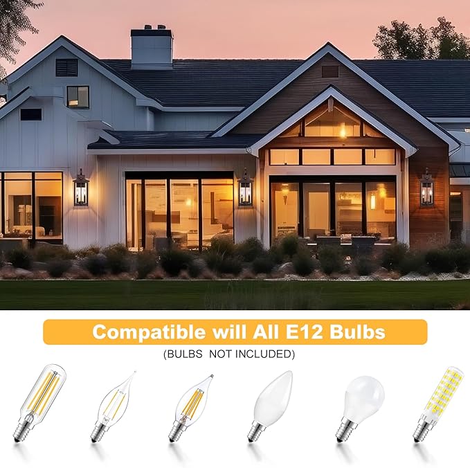 Bronze Large Porch Lights Outdoor 18 Exterior Wall Fixture with Clear Glass 2-Light E12 Socket Base Aluminum Outside Waterproof Wall Light Sconce for House Porch Patio Garage