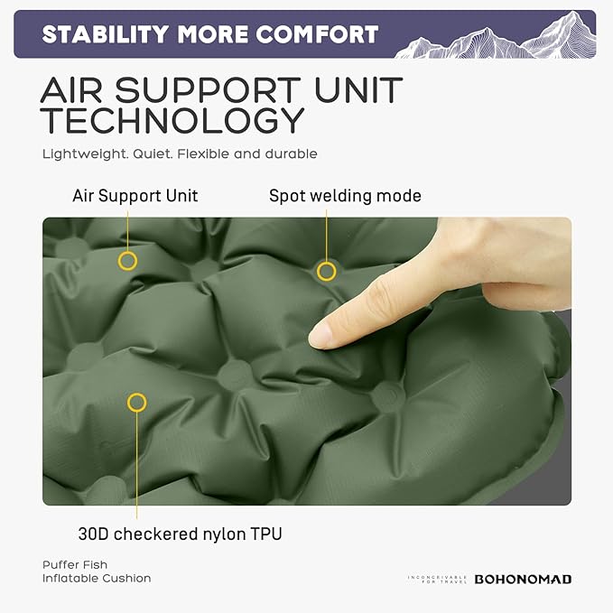 Inflatable Seat CushionPortable Lightweight Travel Air Sitting Pad - 17.3''x13.4''x2''Moisture and Water Resistant Camping Chair Mat for Outdoor Office Stadium Bleacher Airplane Car