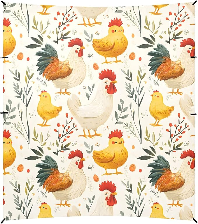 Rooster Hen Chicken Leave Pattern Camping Sun Shelter Beach Tent Portable Beach Sun Shade Outdoor Canopy for Camping Trips Fishing Picnic