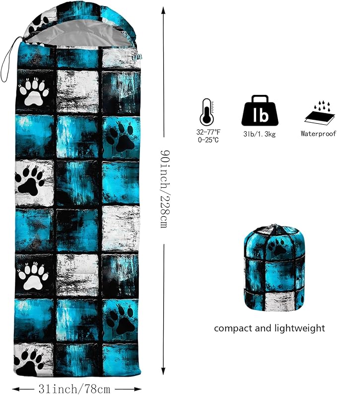 QOOMO Camping Sleeping Bags3 Season Warm &amp Cool WeatherLightweightWaterproof Sleeping Bags for Adults &amp KidsTravelingand OutdoorsCamping Gear Equipment