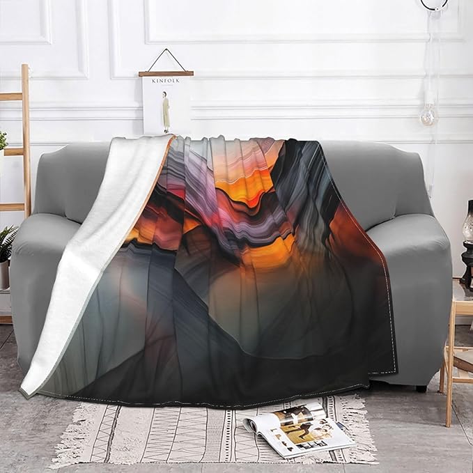 Ink Splash Lines Soft Fleece Blanket 60 * 50 inch Soft Sofa Blanket Suitable for Sofa Camping Travel Night Cover Blanket