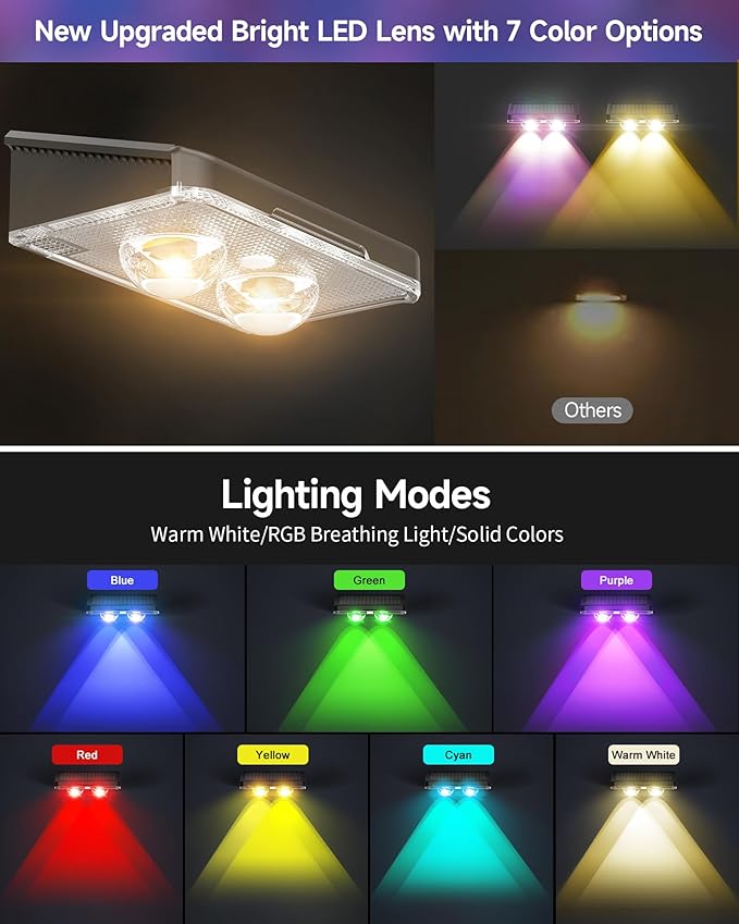Solar Fence Lights 16 Pack Outdoor IP65 Waterproof LED RGB Fence Lights Solar Powered 7 Colors for Wall Patio Deck Backyard Garden Pool Railing