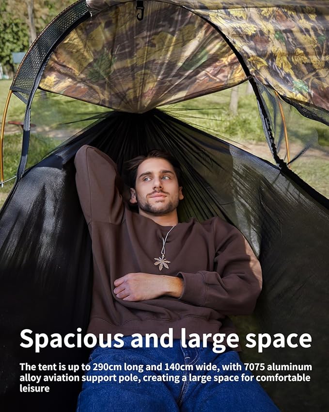 Camping Hammock Tent with Mosquito Net and Sunshade Extra Large for 2 Person Lightweight Hanging Hammocks Tree Straps Bivvy Ground Tent for Outside Hiking and Travel