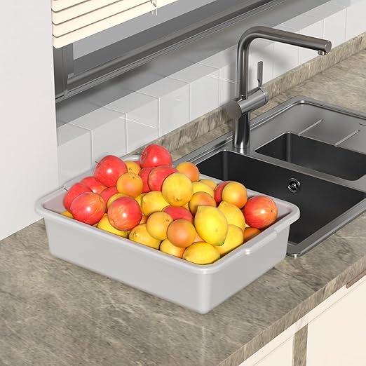 4 Pack Rectangle Utility Dish Tubs 13 Liter Restaurant Bus Tub Light Gray