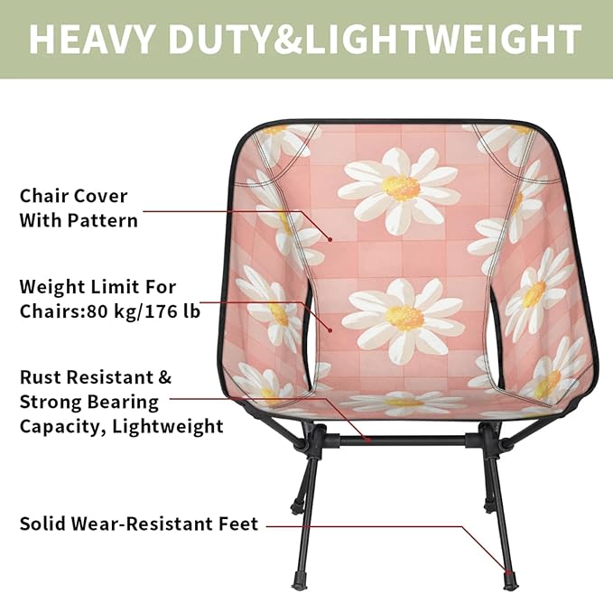 Honeybaby Folding Camping Chair Daisy Grid Camping Chairs Lightweight Portable Chair Outdoor Foldable Chairs for Camping Travel Picnic Beach Hiking