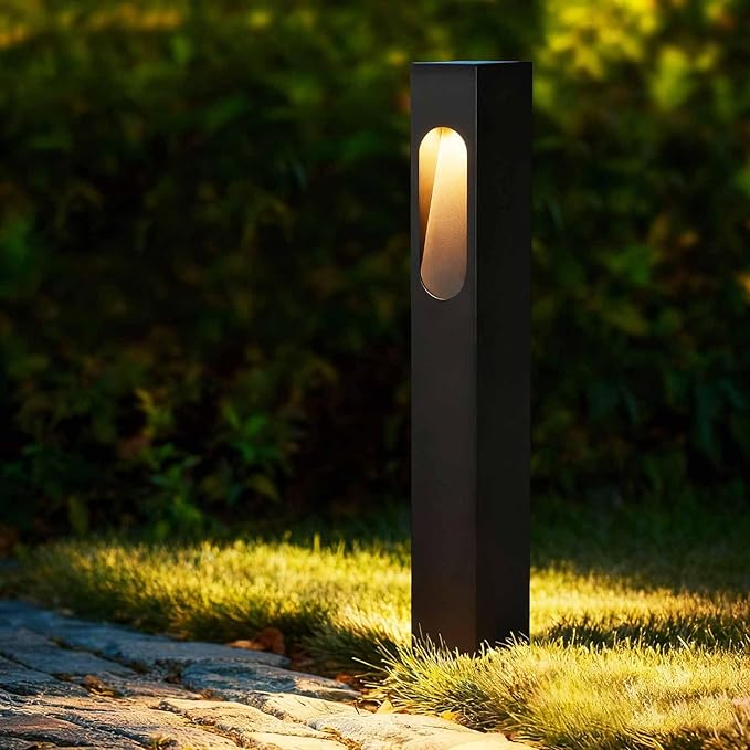 Modern Pathway Light Landscape Path Light 3000K Warm Led Bollard Lighting Fixture Outdoor Waterproof Walkway Light Aluminum Rainproof Path Lamp for Garden Lawn Courtyard Driveway 23.6in