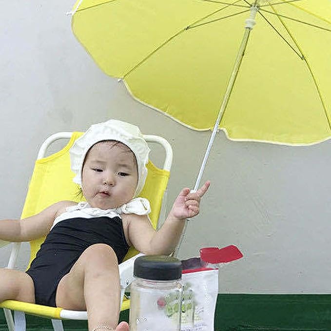 Low Beach Chair with Sun Umbrella Folding Camping Chair with Canopy Shade for Kids Adults Portable Children Camping Chairs Lawn Chair with Umbrella for Picnics Vacations