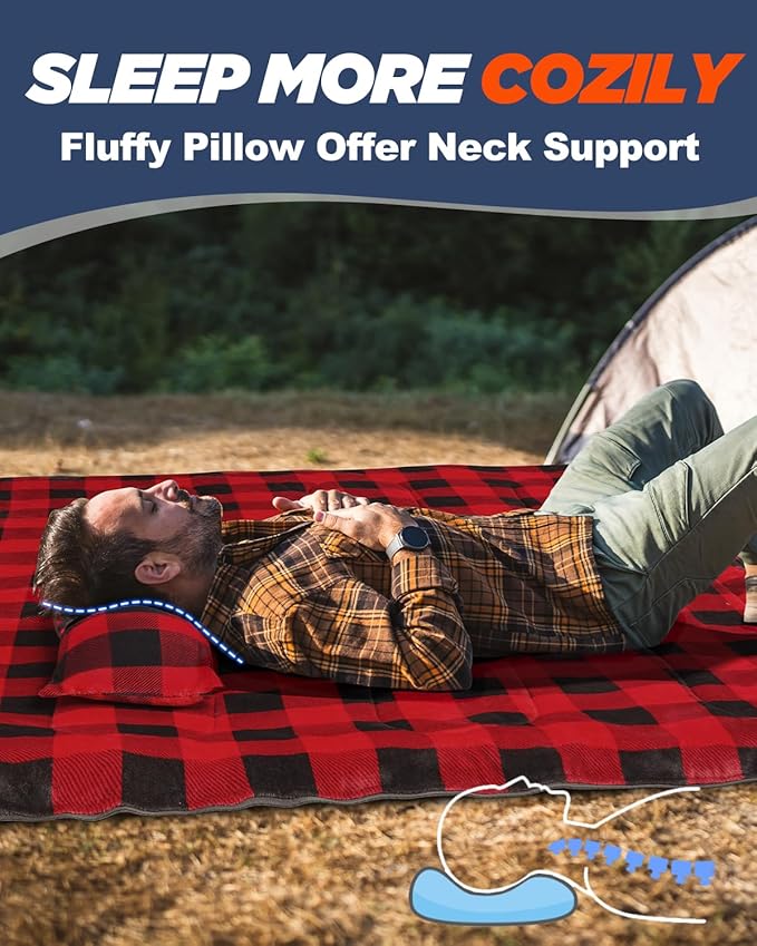 MEREZA Flannel Sleeping Bag for Adults Mens with Pillow XL Cold Weather Sleeping Bag for 30 Degree 4 Season Camping Large Big and Tall Sleeping Bags with Compression Sack