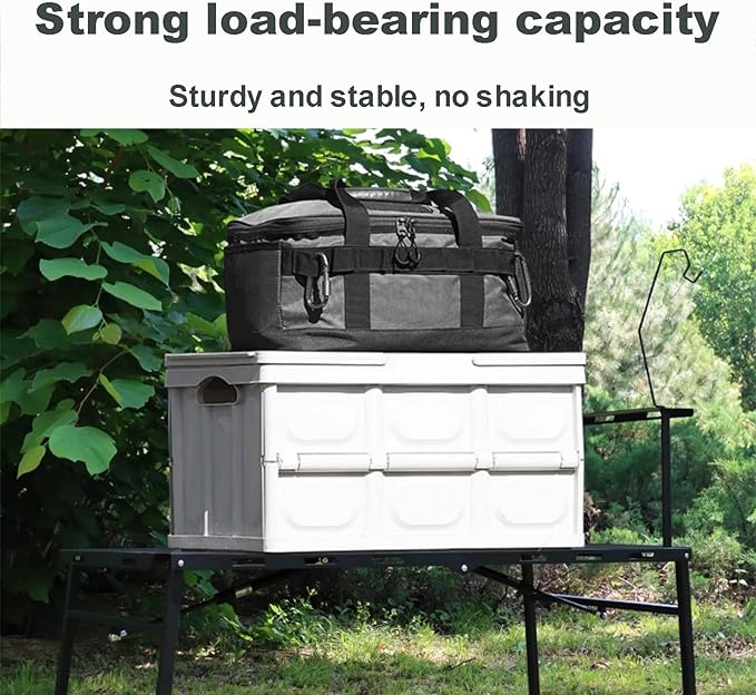 Black Outdoor Portable Folding Table Multi-Functional Camping Table Reinforced Tabletop Telescopic Legs(X-Large)