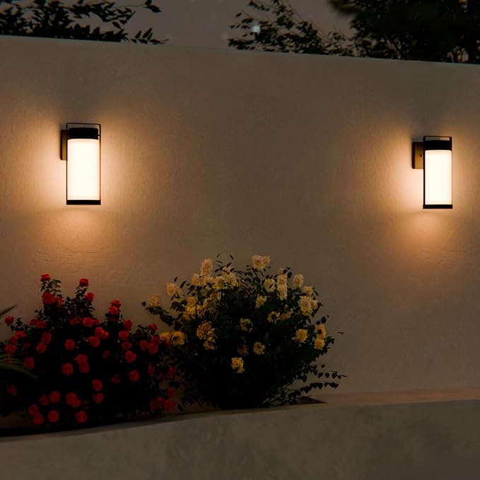 GLOBE Electric 60000165 1-Light Outdoor Wall Sconce Matte Black Frosted Glass