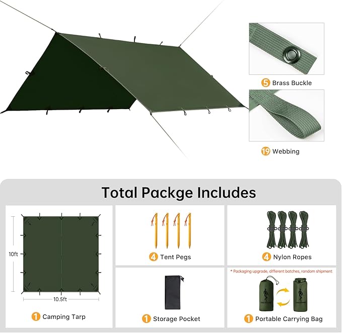 Free Soldier Waterproof Portable Tarp Multifunctional Outdoor Camping Traveling Awning Backpacking Tarp shelter Rain Tarp