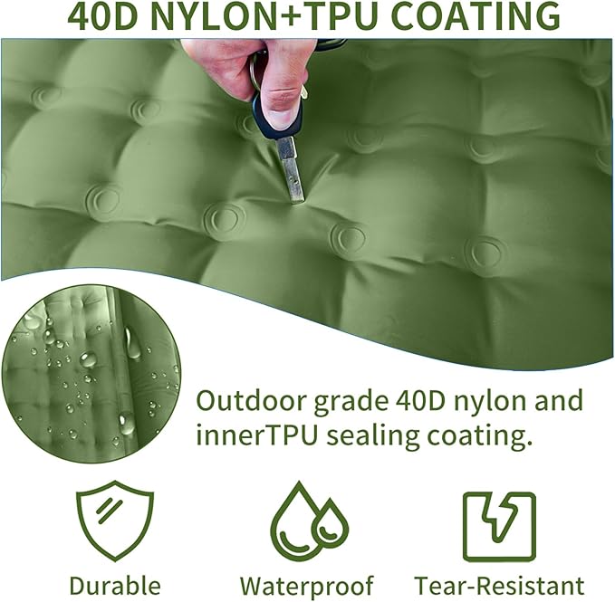 78in x 29in x 5in Camping Sleeping Pad Upgraded Durable Waterproof Compact Traveling Air Mattress Built-in Foot Pump Ultralight Inflatable Sleeping Mat for Backpacking Hiking