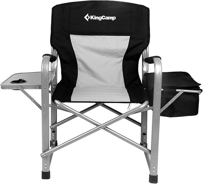 KingCamp XXL Oversized Directors Chair with Side Table Folding Camping Chairs Heavy Duty 600lbs with Cooler Bag Portable Camp Chair with Wide Seat for Hiking Fishing Lawn Outdoor and Sports