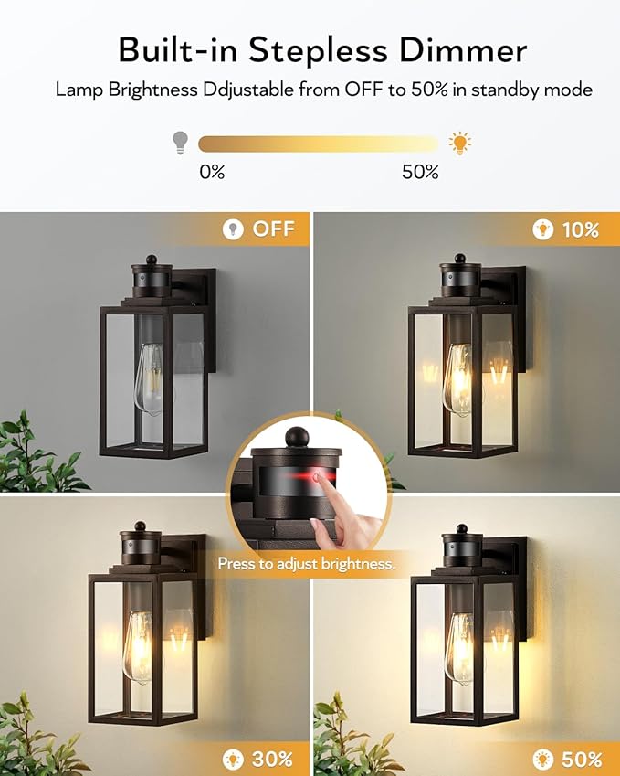 VIANIS Oil Rubbed Bronze Motion Sensor Porch Lights Outdoor Farmhouse Outdoor Garage Lighting Fixtures Wall Mount for House 100% Aluminum Waterproof Outdoor Sconce Lights for Front Door Coach