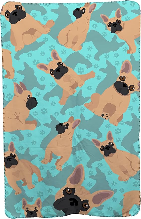 Caroline's Treasures MLM1050TBLT Fawn French Bulldog Soft Travel Blanket with Bag Airplane Blanket Indoor Outdoor Camping Blanket for Traveling Picnics Beach Trips Concerts
