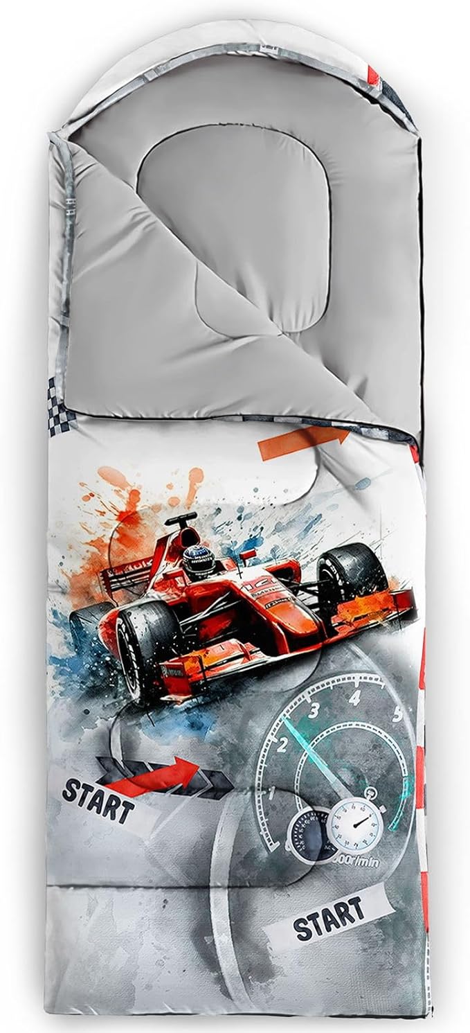 Kids Sleeping Bag for Boys GirlsCheckerboard Cat Print-Lightweight Warm Portable Outdoor Indoor-Waterproof Cold Weather Resistant Sleeping Bag for Camping Hiking