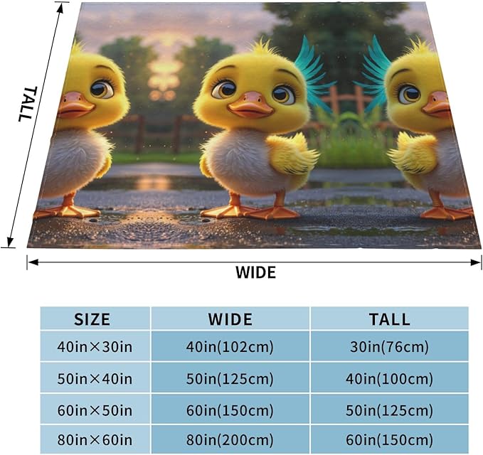 Yellow Duckling 80x60 Printed Soft Fleece Blanket for Sofa Bed and Camping - Cozy Blanket for Travel Picnics Nighttime Use