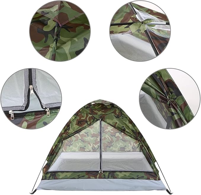 2-Person Single-Layer Camouflage Camping Tent – Portable Outdoor Tent for Summer Camping &amp Travel