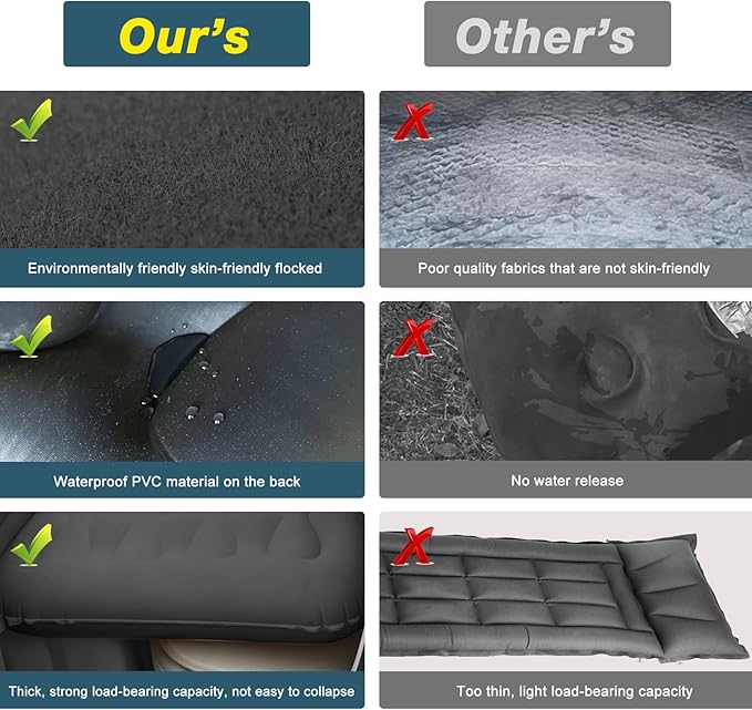 SUV Air Mattress Camping Bed - Car Mattress Back Seat Portable Foldable Car Air Bed SUV Sleeping Pad Car Bed Mattress for Sedan SUV Truck Full