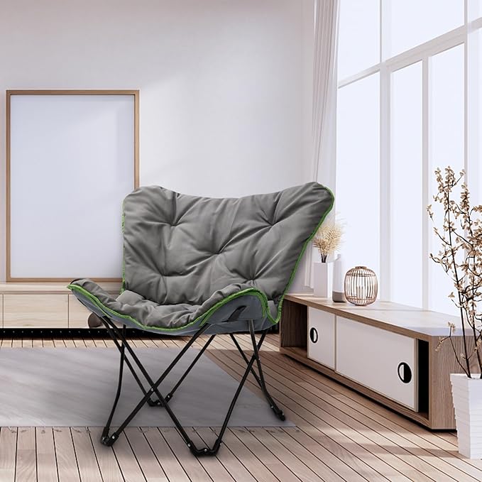 SunnyFeel Oversized XL Padded Camping Chair Outdoor Butterfly Chair Portable Folding Large Camp Lounge Chairs Padded Living Room Indoor Chairs Lawn Chairs for BeachTailgatingSport EventsPicnic