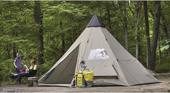 Guide Gear Camping Teepee Tent for Adults Outdoor Waterproof Family 8 Person 18' x 18'