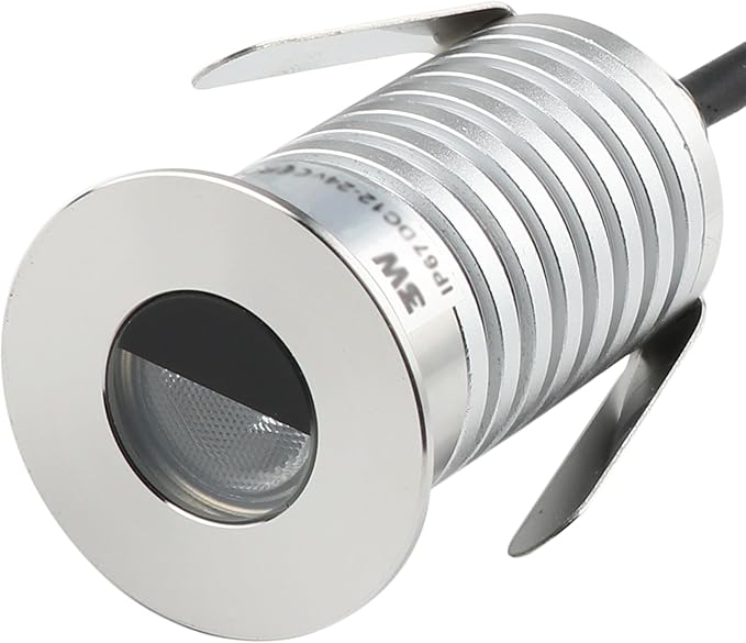 LED In-Ground Well Light - Half-Moon 12V-24V DC IP67 Waterproof Buried Underground LampsOutdoor Landscape LightingWarm White 3000K (3 Watts)