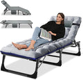 LILYPELLE Portable Folding Camping Cot Adjustable 4-Position Adults Reclining Chaise with Pillow Outdoor Portable Lounge Chair Sleeping Cot for Camping Pool Beach Patio