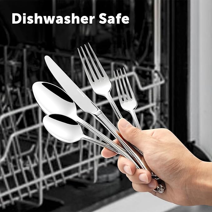KINGSTONE Silverware Set 30-piece 18/10 Stainless Steel Flatware Set Cutlery Set for 6 for Kitchen Home Wedding Party Mirror Polished and Dishwasher Safe Featured Gifts