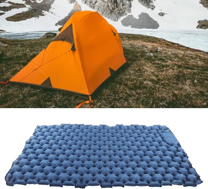 Camping Air MattressOutdoor Air Mattress Portable Moistures Proof Double Inflatable Camping Mat210T Fabrics Car Camp Sleeping Pad for Hiking Backpacking Car Travel (Navy Blue)