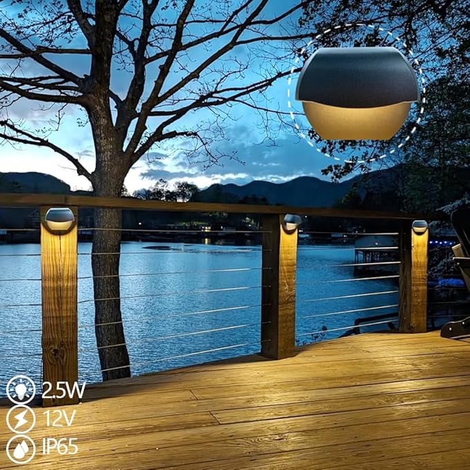 Arrownine Landscape Lighting Cast Aluminum 2.5W Deck Lights Low Voltage Railings Lights Outdoor Patio Step LightPost Stair Fence Lighting Warm White Water Resistant IP65Black Finish 3-Pack