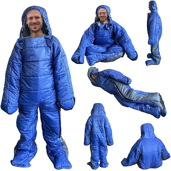 Human Walking Sleeping Bag for Adults Compact Warm Ultra Lightweight Cold Weather Portable Mummy Weather Sleeping Bag One Piece Sleeping Bag Suit Waterproof Windproof
