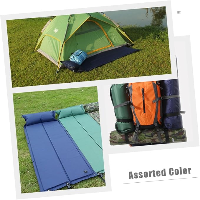 Happyyami Wear Resistant Portable Inflatable Sleeping Pad with Pillow Compact Camping Mat for Hiking Picnic Outdoor Use Lightweight Full Sleep Pad for Cold Ground Insulation