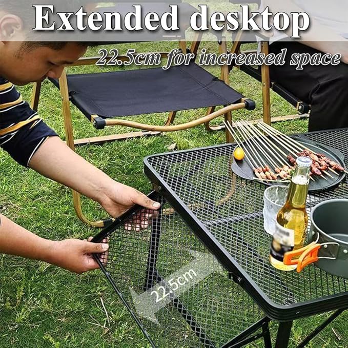 Metal Folding Table Lightweight Grill Side Table for Backpacking Party Beach Fishing Quick Setup Foldable Camping Table