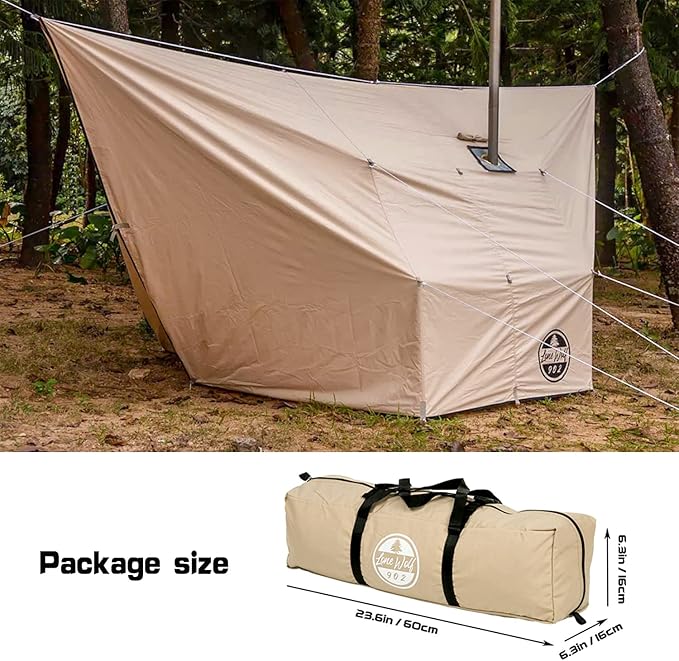 POMOLY Hammock Tarp Camping Tarp with Stove Jack Ultralight Waterproof Shelter Canvas Rain Fly for Hiking Backpacking (Khaki)