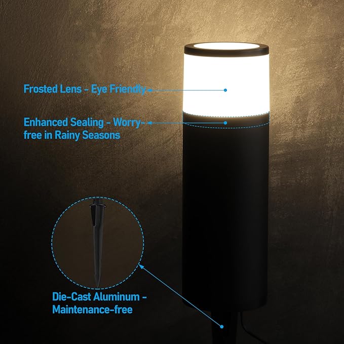 LEONLITE RGB Low Voltage Path Lighting 4.5W LED Landscape Bollard Pathway Light Landscape Lights Outdoor for Yard 7 Color Change Die-Cast Aluminum IP65 Waterproof Pack of 4