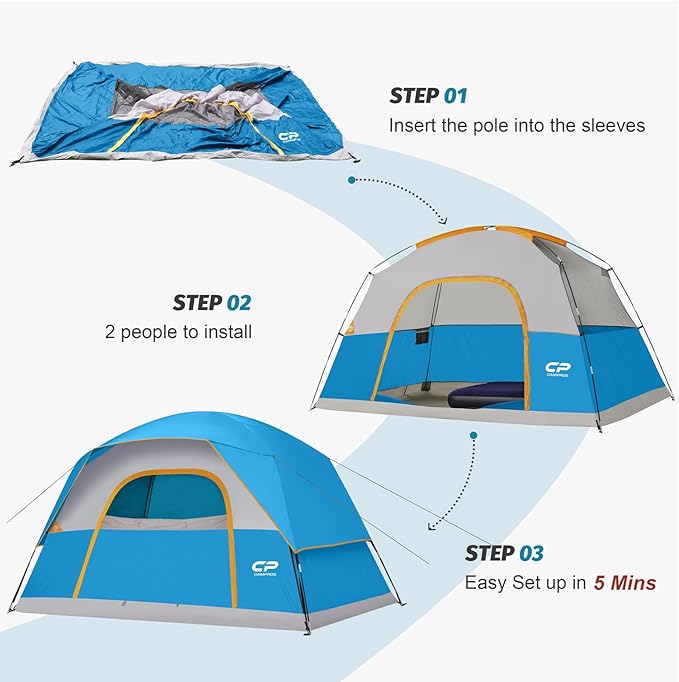 Tents for Camping 6 Person Tent Waterproof Windproof Double Layer Family Camping Tent Easy Setup Dome Tent with Large Mesh Windows &amp Wider Door for Outdoor Camping &amp Hiking