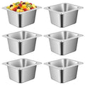 6 Pack Hotel Pans 1/6 Size 4 Deep Steam Table Pan Stainless Steel Hotel Pans for Buffet Restaurants Catering