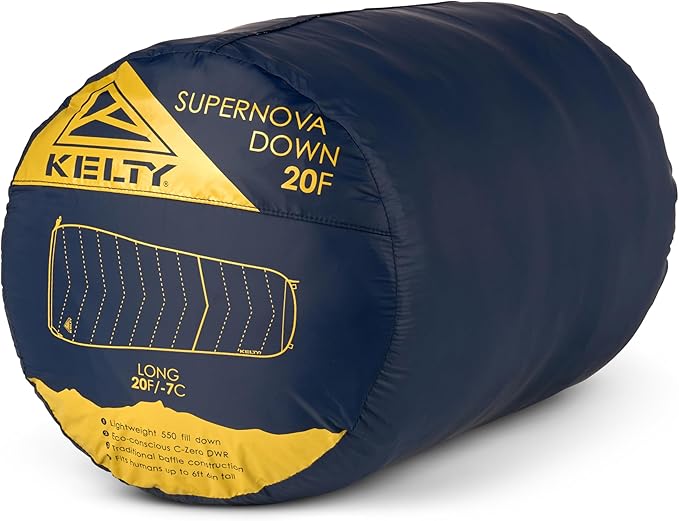 Kelty Supernova Down Sleeping Bag Compact + Lightweight Roomy Shape for All Body Types and Sleep Positions Recycled Shell Fabrics