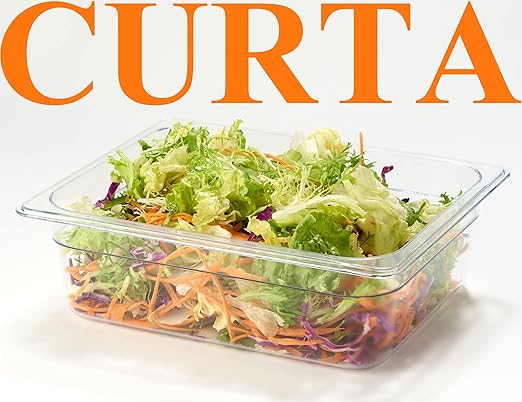 CURTA 6-Pack 1/2 Size 4 Deep NSF Polycarbonate Food Pans | Dishwasher &amp Freezer Safe Clear Container for Prep Tables Buffet Salad Bar Commercial &amp Home Kitchen