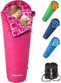 KingCamp 45°F Kids Sleeping Bag Lightweight Waterproof &amp Compact Flannel Sleeping Bags Cold Weather &amp Warm Youth Essentials Gear Accessories for Camping Fits 10-12 Children up to 4'7-5'5 T
