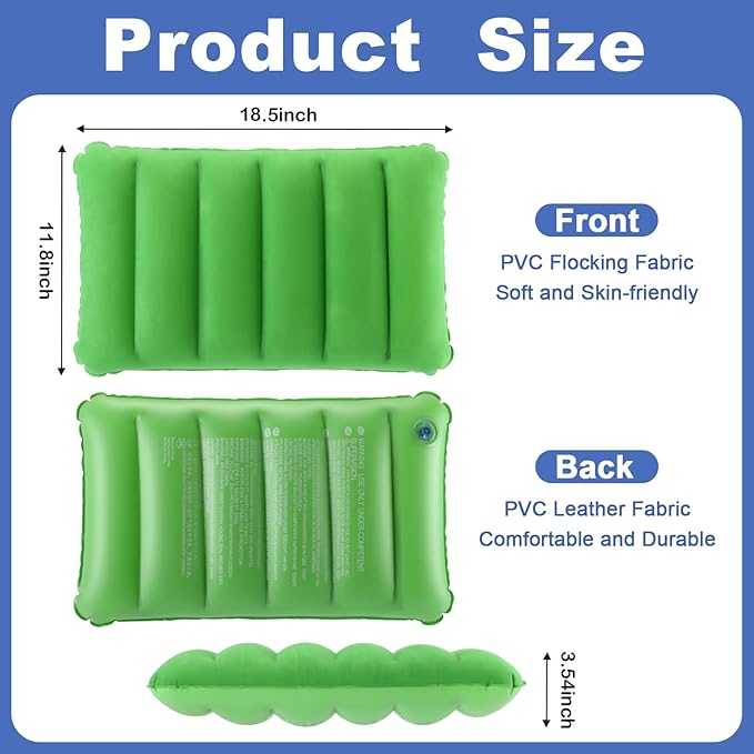 Geelin 14 Pieces Inflatable Camping Pillow 18.5 x 11.8 Inches Portable Compact Flocked Fabric Air Pillow for Travel Hiking Home Office Sleeping Neck Head Lumbar Support Multicolor