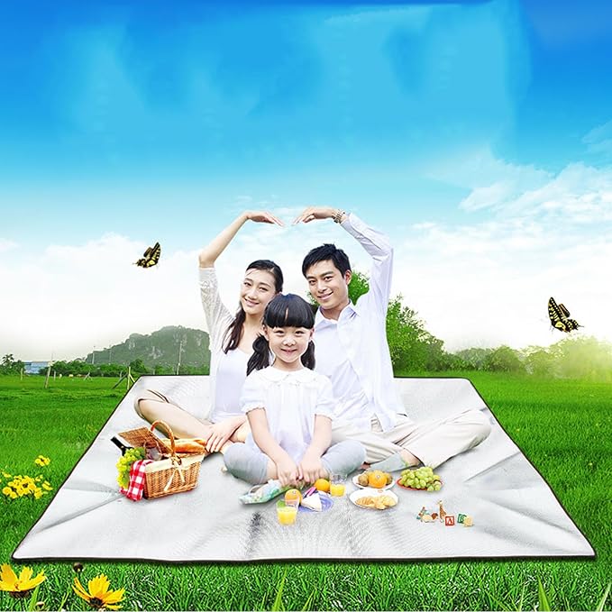 Camping Sleeping Pad Mat Foam Foil Blanket for Camping Foam Pad Insulating Aluminum Foil Mat Tent Pad Thermal Camping Mat Waterproof Aluminum Camping mat Reflecting Heat for Outdoor Camping