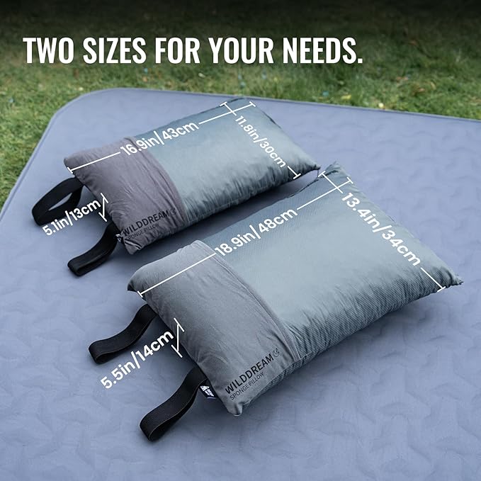 ONETIGRIS Wilddream Camping Pillow Shredded Small Memory Foam Pillow Compact Easy Clean Comfortable for Backpacking Travel and Car Trips 4 Season Use