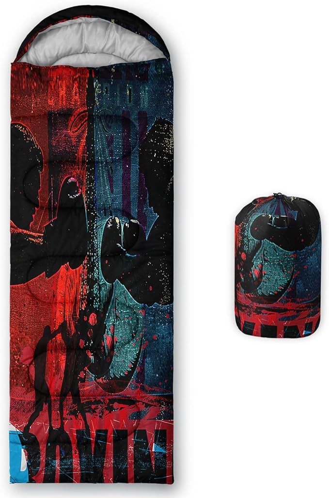 Kids Sleeping Bag for Boys GirlsCartoon Dinosaur Print-Lightweight Warm Portable Outdoor Indoor-Waterproof Cold Weather Resistant Sleeping Bag for Camping Hiking