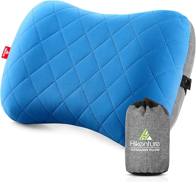 Hikenture Camping Pillow with Removable Cover - Ultralight Inflatable Pillow for Neck Lumbar Support - Upgrade Backpacking Pillow - Washable Travel Air Pillows for Camping Hiking Backpacking